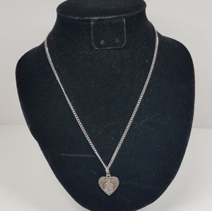 St. Anthony Heart Silvertone Medallion Necklace